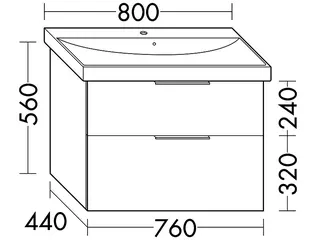 sanibel-Waschtisch-Unterbau 2.0 FLEX WVYB076 760mm Schubl/Auszug Eiche Urban – Bild 2