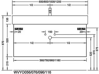sanibel-Waschtisch-Unterbau 2.0 FLEX WVYO116 1160mm Schubl/Auszug Eiche Rost – Bild 2