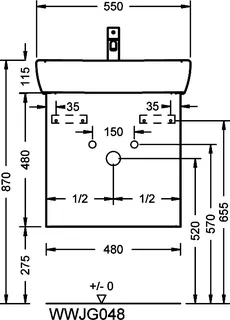 sanibel-Waschtisch-Unterbau 2.0 FLEX WWJG048 480mm breit 1 Auszug Eiche Rost – Bild 3