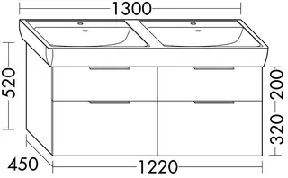 sanibel-Waschtisch-Unterbau 2.0 FLEX WWJK122 1220mm breit Schubl/Auszug Eiche Rost – Bild 2