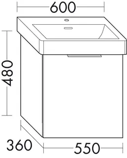 sanibel-Waschtisch-Unterbau 2.0 FLEX WWMF055 550mm breit 1 Auszug Eiche Urban – Bild 2