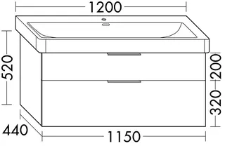 sanibel-Waschtisch-Unterbau 2.0 FLEX WXBC115 1150mm breit Schubl/Auszug Graphit Matt – Bild 2