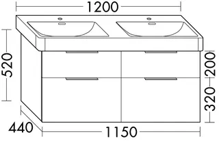 sanibel-Waschtisch-Unterbau 2.0 FLEX WXBD115 1150mm 2 Schubl/2 Auszüge Eiche Rost – Bild 2
