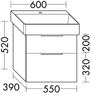 sanibel-Waschtisch-Unterbau 2.0 FLEX WXBE055 550mm breit Schubl/Auszug Eiche Rost – Bild 2