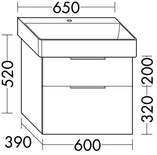 sanibel-Waschtisch-Unterbau 2.0 FLEX WXBE060 600mm breit Schubl/Auszug Graphit Matt – Bild 2