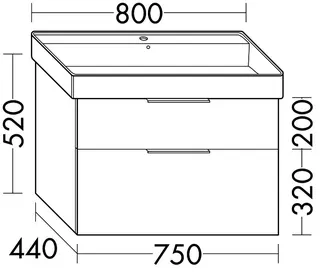 sanibel-Waschtisch-Unterbau 2.0 FLEX WXBF075 750mm breit Schubl/Auszug Eiche Rost – Bild 2