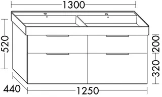 sanibel-Waschtisch-Unterbau 2.0 FLEX WXBF125 1250mm 2 Schubl/2 Auszüge Eiche Rost – Bild 2