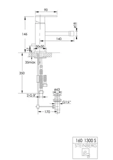 Steinberg Bidet-Einhebelmischer 160 1300 S, matt black – Bild 2