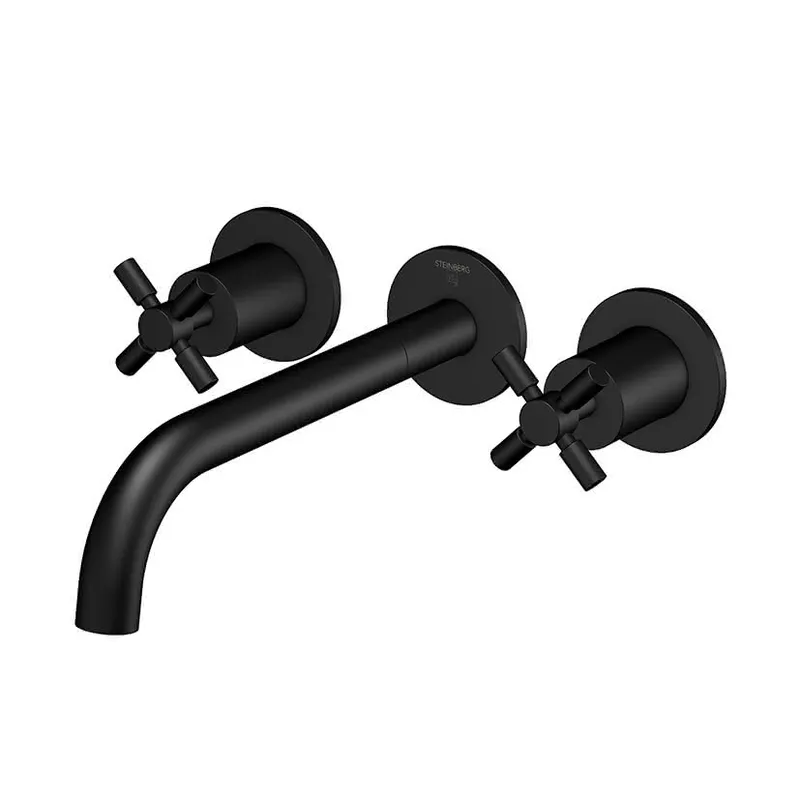 Steinberg 3-Loch Waschtisch-Wand-Armatur 250 1916 S, matt black
