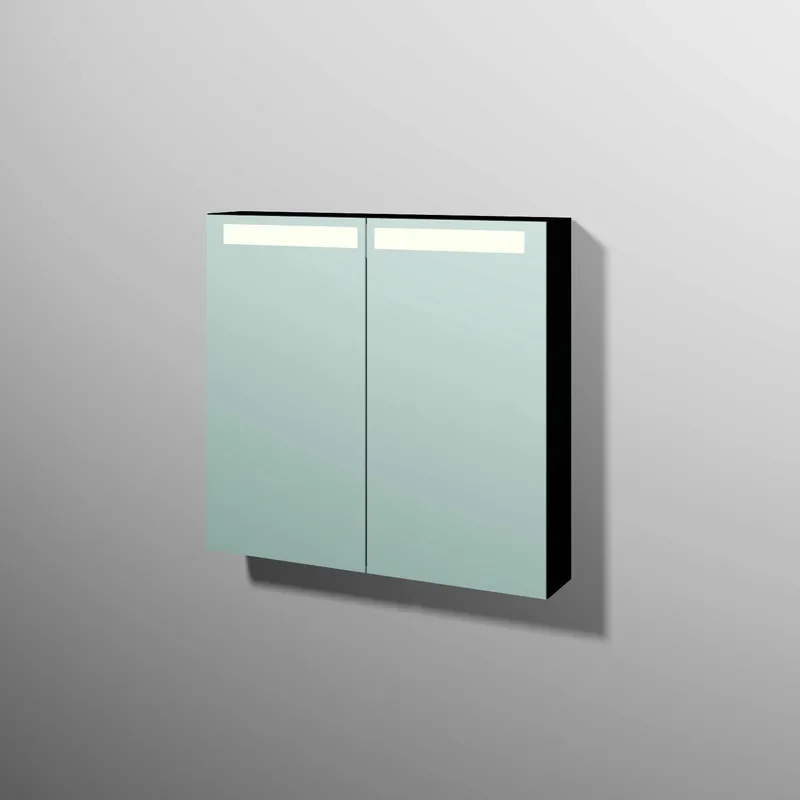 sanibel 5001 Spiegelschrank SD51208 800x746x149mm Schwarz-Matt