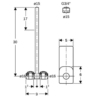 Geberit FlowFit Metallrohr-Anschluss-T-Stück m. Anschlussverschr. SiBr/Cu d16-d15-d16 – Bild 4