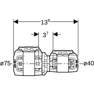 Geberit FlowFit Reduktion PPSU, d75, d1=40mm – Bild 4