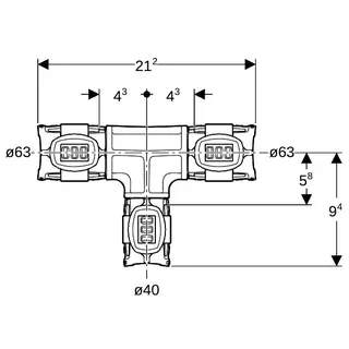 Geberit FlowFit T-Stück reduziert PPSU d63-40-63 – Bild 4
