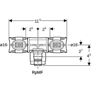 Geberit FlowFit Übergangs-T-Stück mit MasterFix PPSU d16-MF20-d16 – Bild 4