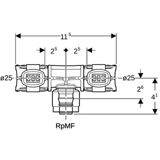 Geberit FlowFit Übergangs-T-Stück mit MasterFix PPSU d25-MF20-d25 – Bild 4