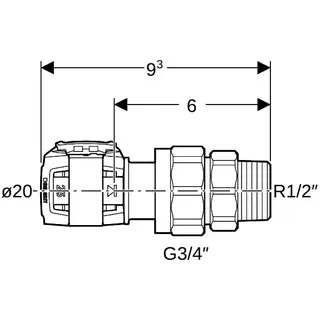 Geberit FlowFit Übergangsverschraubung mit AG SiBr d20-R1/2 – Bild 4
