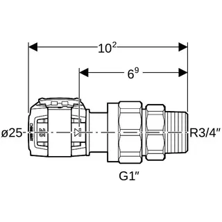 Geberit FlowFit Übergangsverschraubung mit AG SiBr d25-R3/4 – Bild 4