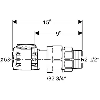 Geberit FlowFit Übergangsverschraubung mit AG SiBr d63-R2 1/2 – Bild 4
