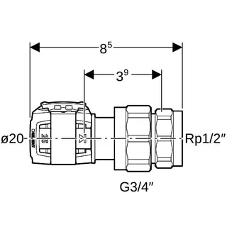 Geberit FlowFit Übergangsverschraubung mit IG SiBr d20-R1/2 – Bild 4
