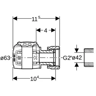 Geberit FlowFit Übergang mit Überwurfmutter SiBr d63-G2 – Bild 4