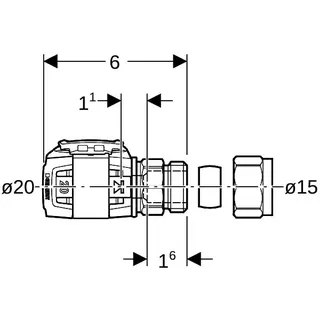 Geberit FlowFit Übergang mit Klemmringverschr. SiBr d20-d15 – Bild 4