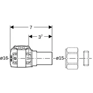 Geberit FlowFit Übergang auf Kupferrohr- Klemmringverschr. SiBr/Cu d16-15 – Bild 4
