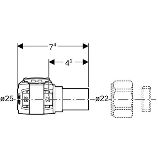 Geberit FlowFit Übergang auf Kupferrohr- Klemmringverschr. SiBr/Cu d25-22 – Bild 4