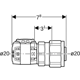 Geberit FlowFit Übergang mit Verschraubung auf PEX-Rohre SiBr d20-16/20 – Bild 4