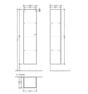 ARTO-Hochschrank A18 400x1700x338mm 1 Tür Anschlag links VT=Grey – Bild 2