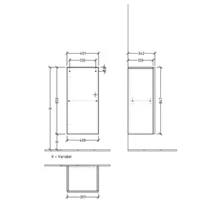 ARTO-Mittelschrank A18 400x850x338mm 1 Tür Anschlag links VT=Grey – Bild 2