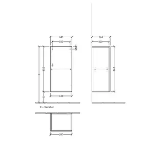 ARTO-Mittelschrank A18 400x850x338mm 1 Tür Anschlag rechts VT=Grey – Bild 2