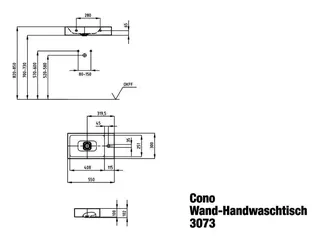 Kaldewei Wand-Waschtisch CONO WAND-HANDWASCHTISCH Mod.3073, 550x300, cg30,PEFF,AD – Bild 4