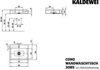 Kaldewei WB CONO WANDWASCHTISCH Mod.3089,600x 500mm,sm100,PEFF,AD,m. 1HL,oÜL – Bild 4