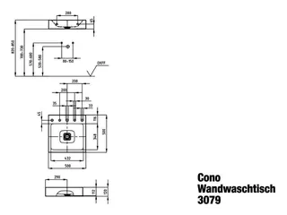 Kaldewei WB CONO WANDWASCHTISCH Mod.3079,500x 500mm,schwarz matt 100,PEFF,AD,oÜL – Bild 3