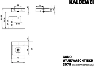 Kaldewei WB CONO WANDWASCHTISCH Mod.3079,500x 500mm,schwarz matt 100,PEFF,AD,oÜL – Bild 4