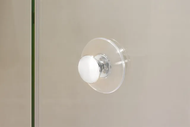 Roth Knopfgriff chrom mit transparentem Sauger/Ersatzteil Glasdusche