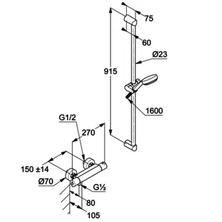 KLUDI LOGO Shower-Duo 1S Wandstange L=900mm chrom – Bild 3