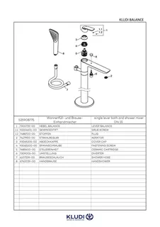 KLUDI BALANCE Stand Wannenfüll- und Brause-Einhandmischer mattschwarz/chrom – Bild 4