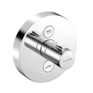 KLUDI PUSH UP-Thermostatarm. mit Drucktaste für 2 Verb., rund chrom