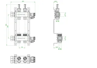 OVENTROP-Edelstahl-Verteiler 1" Multidis SF für 2 Kreise, 0-5 l/min – Bild 2