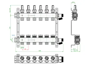 OVENTROP-Edelstahl-Verteiler 1" Multidis SF für 6 Kreise, 0-5 l/min – Bild 2