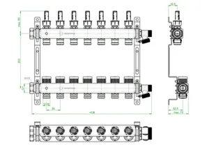 OVENTROP-Edelstahl-Verteiler 1" Multidis SF für 7 Kreise, 0-5 l/min – Bild 2