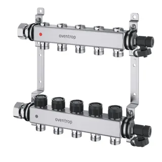 OVENTROP-Edelstahl-Verteiler 2 Kreise mit integr. Reguliereinsatz