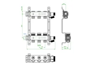 OVENTROP-Edelstahl-Verteiler 3 Kreise mit integr. Reguliereinsatz – Bild 2