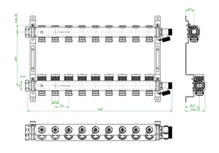 OVENTROP-Edelstahl-Verteiler 9 Kreise mit integr. Reguliereinsatz – Bild 2