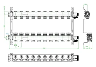 OVENTROP-Edelstahl-Verteiler 10 Kreise mit integr. Reguliereinsatz – Bild 2