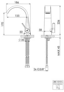 Waschtisch-Einhebelmischer ohne Ablaufgarnitur design4YOU 3.0 Classic, matt schwarz – Bild 2