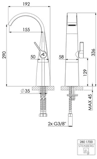 Waschtisch-Einhebelmischer mit Flexschläuchen design4YOU 3.0 Classic,3/8", chrom – Bild 2