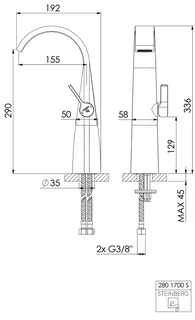 Waschtisch-Einhebelmischer mit Flexschläuchen design4YOU 3.0 Classic,3/8",matt schwarz – Bild 2