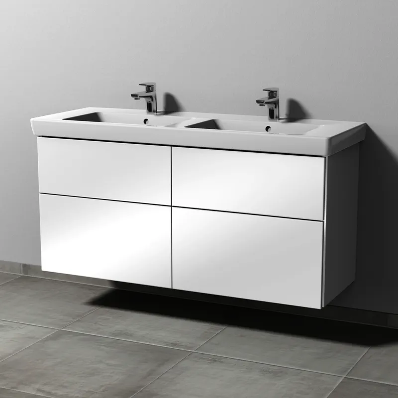 SA Waschtischunterbau mit Auszügen 3way (BS617) 593x1250x447 Weiß-Glanz